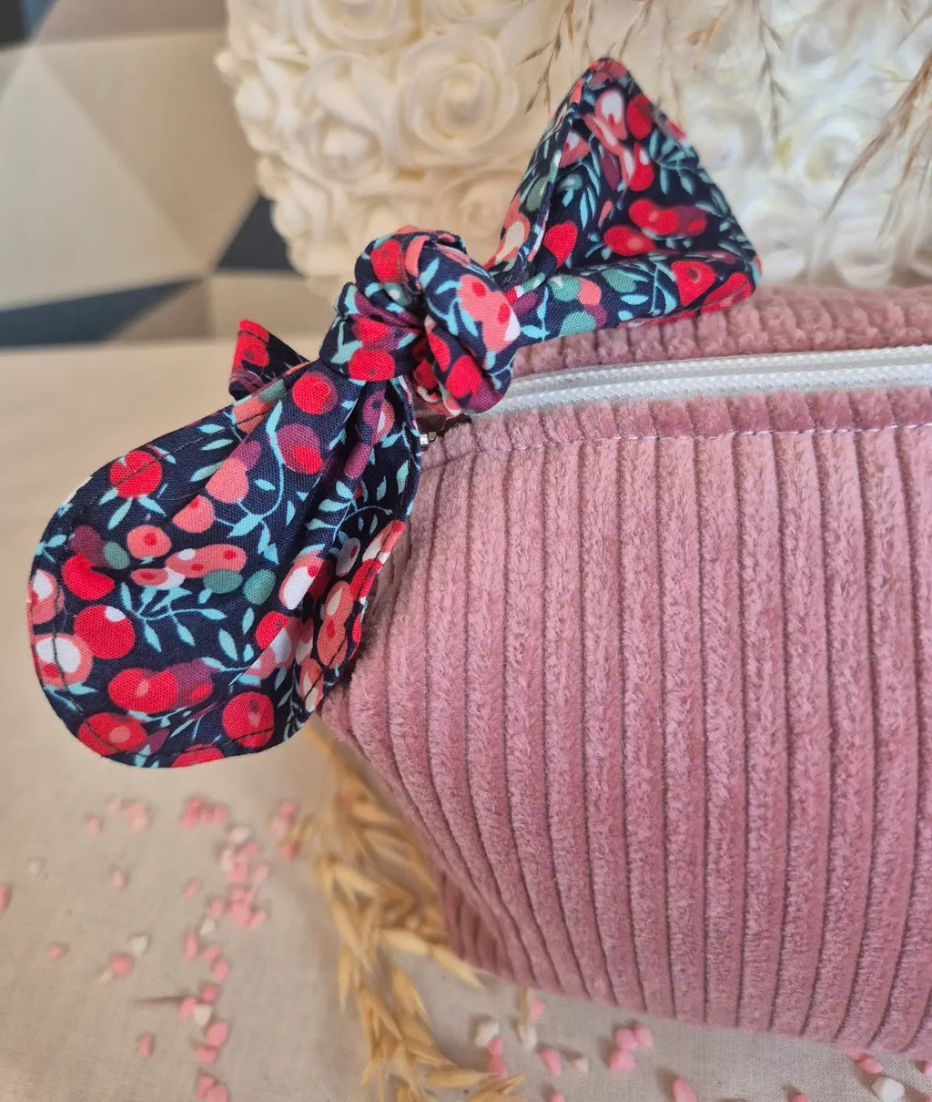 Trousse de toilette Velours Rose – Femme