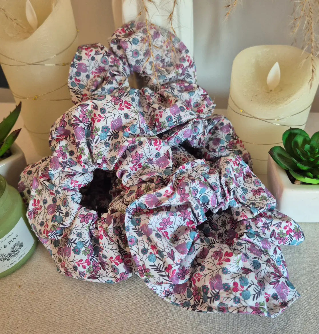 Chouchou Fleuri Rose & Mauve
