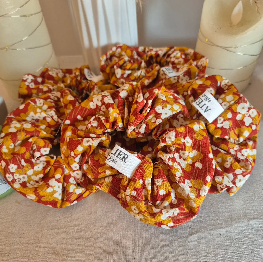 Chouchou Fleuri Terracotta & Moutarde