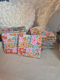 Coton  Lavable Grandes Fleurs Rétro  10 x 10 cm