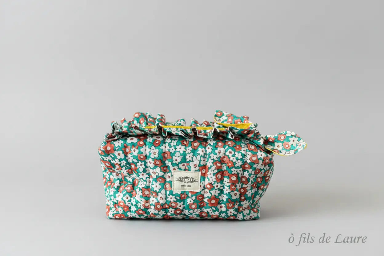 Trousse de toilette coquelicots et menthe