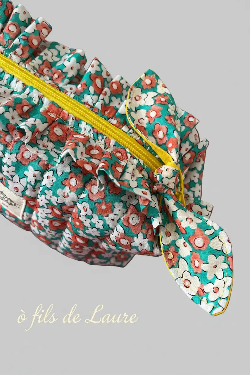 Trousse de toilette coquelicots et menthe