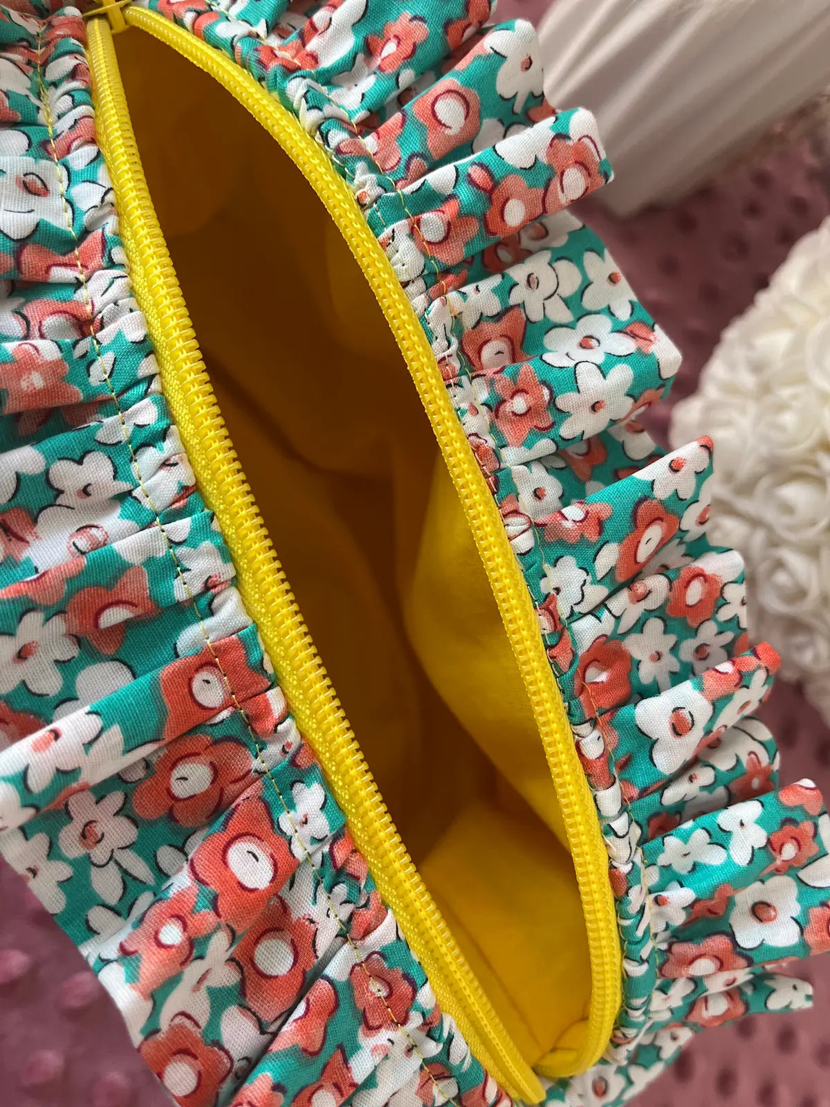 Trousse de toilette coquelicots et menthe