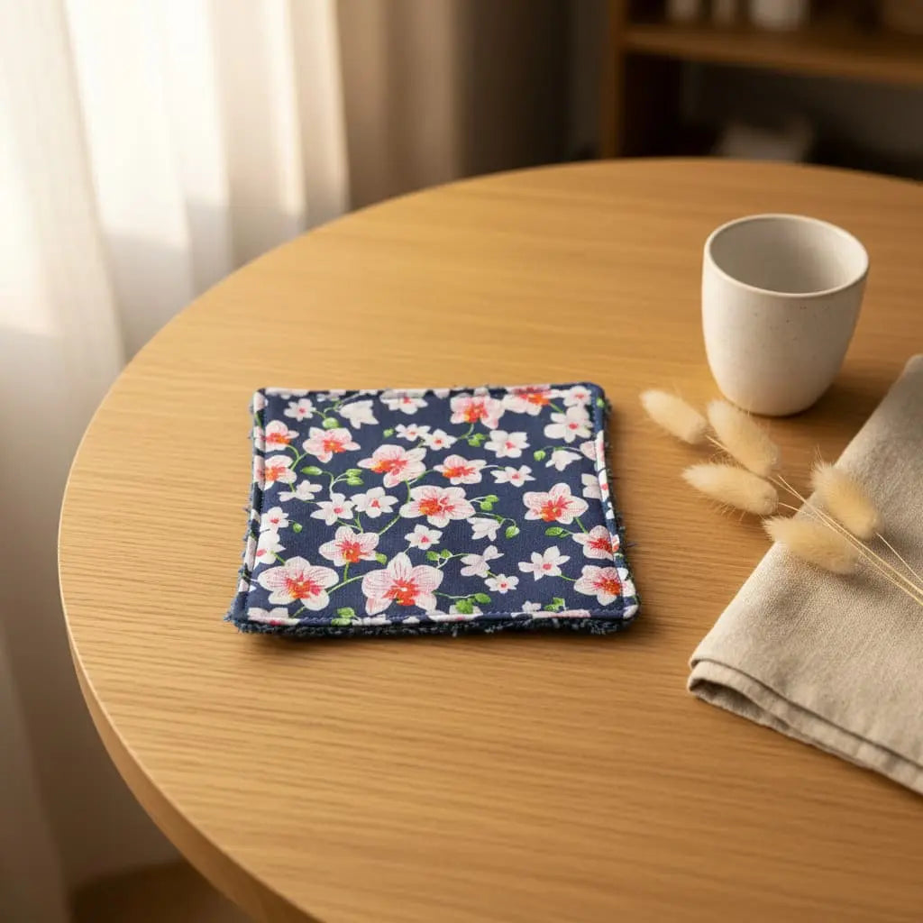 Coton Lavable Douceur Camélia – 14 x 14 cm
