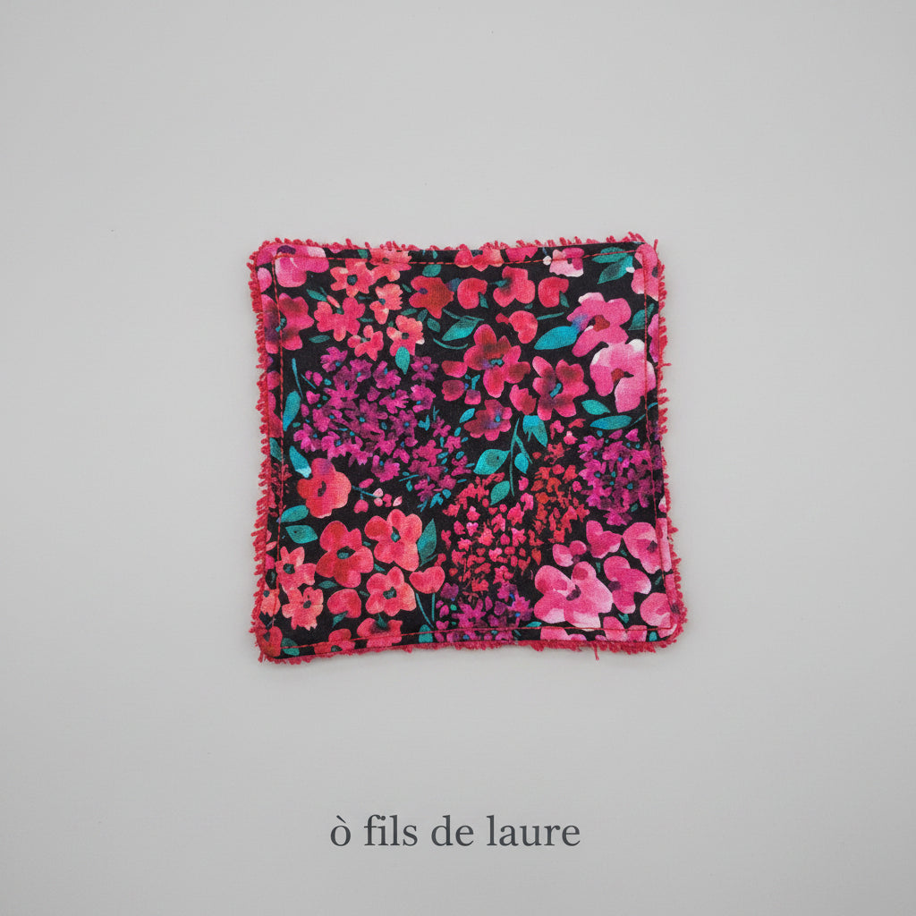 Coton Lavable Douceur Fleurs de Minuit 10 x 10 cm