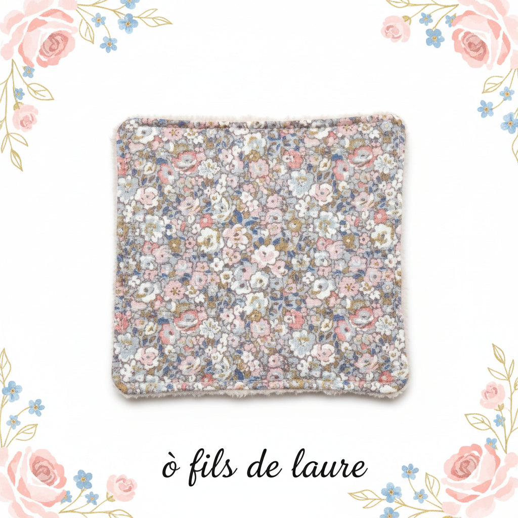 Coton Lavable Douceur Fleuri 14 x 14 cm